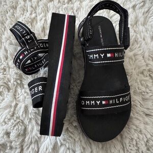 Tommy Hilfiger Black and Red Platform Sandals